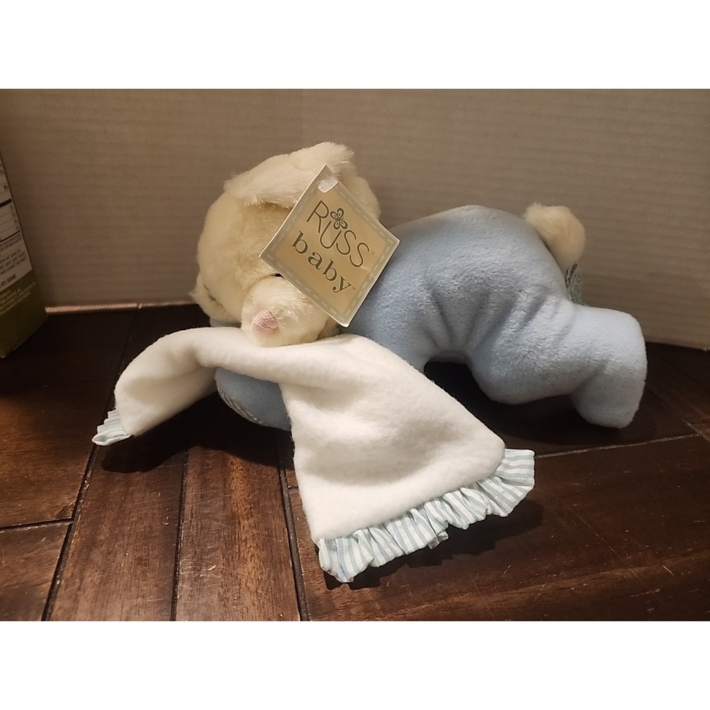 Russ Baby Sweet Dreams Nighty Nite Plush Rattle 11" Vintage Stuffed Animal Blue